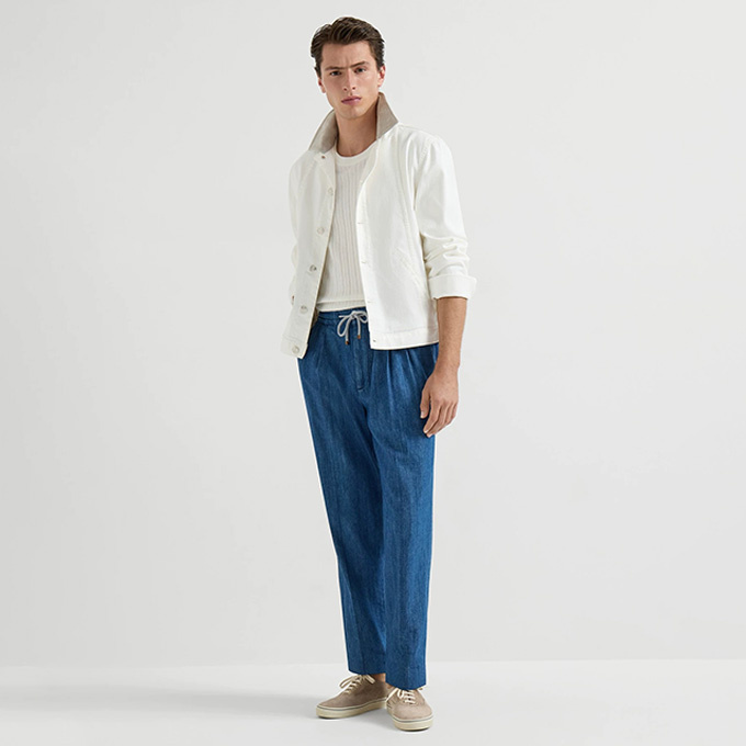 loro piana drawstring denim trousers